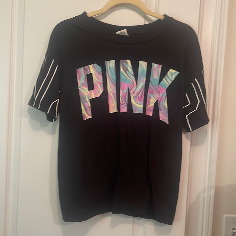 Victoria’s Secret PINK logo T-shirt. Size XS. Black.